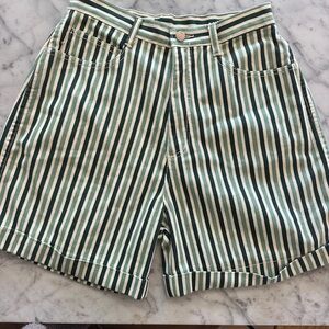 Bill Blass Striped Green and Cream Women's Shorts